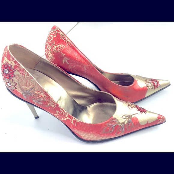 Handpainted Leather w/Beads & Sequins Italian Leather Shoes❤️Perfectly gorgeous - Picture 3 of 13